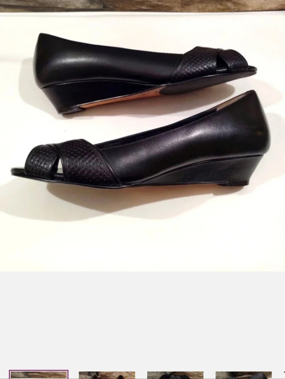 Cole Haan Nike Air Black Leather Crisscross Wedge Low Heel 7.5 Collaboration